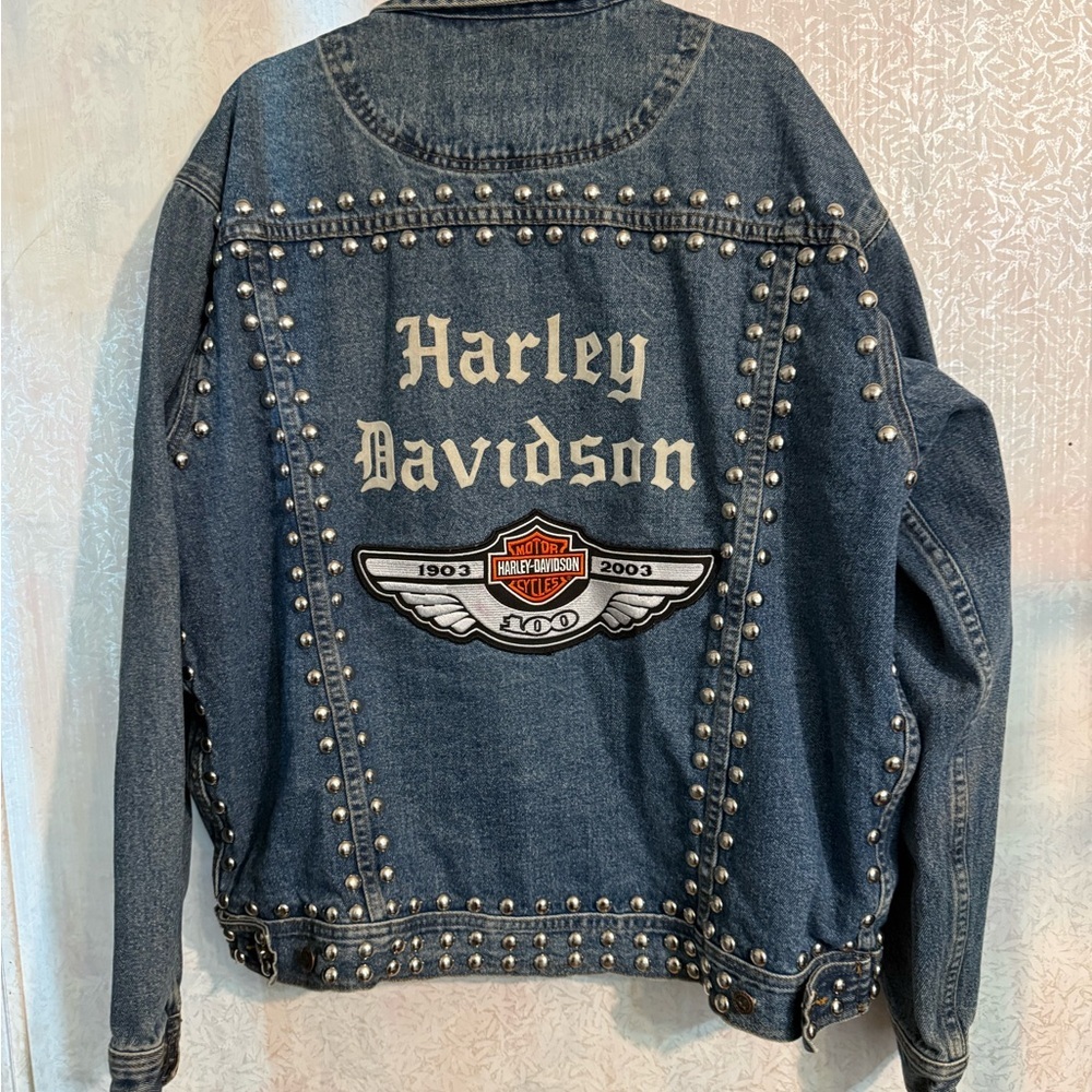Rare Vintage STONY RIVER Harley Davidson Custom Patches Denim Jacket 80s XL - Picture 6 of 12